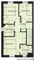 First floor plan of the Ellerton 3 bedroom home at Pen Bethan