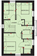 First floor plan of the Moresby 3 bedroom home at Pen Bethan