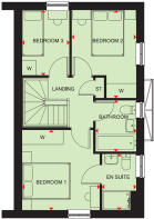 First floor plan of the Moresby 3 bedroom home at Pen Bethan