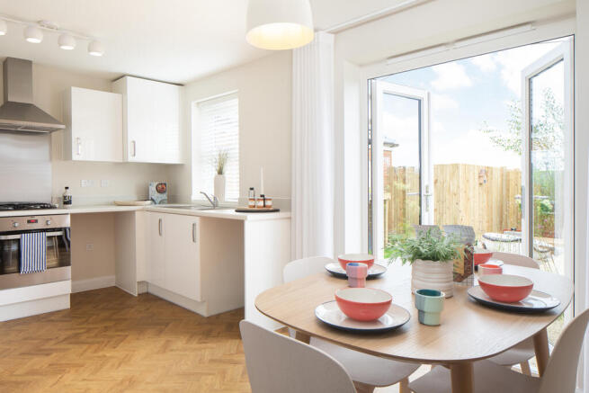 open plan kitchen and dining area, archford, 3 bed house type