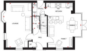 Ground floor plan of the Cornell 4 bedroom home at Raleigh Holt