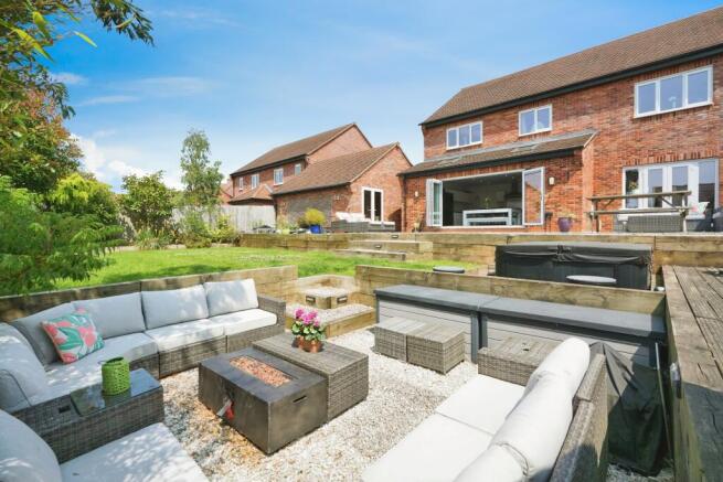 Garden View of Sunken Seating Area and Hot Tub