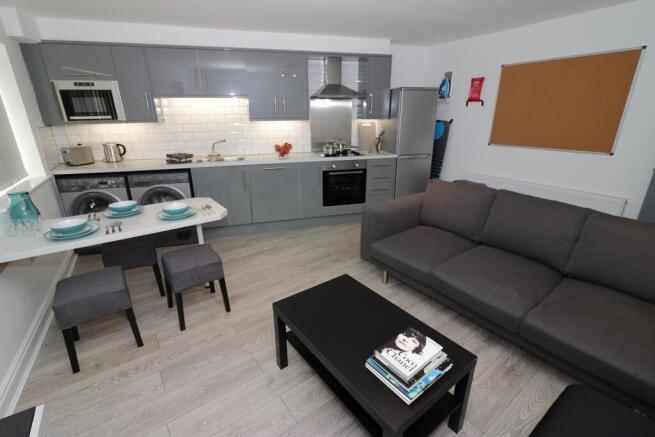 open plan lounge kitchen