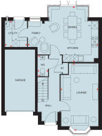 Ground floor floorplan of the Millford at Porters Way, Driffield