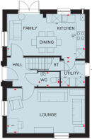 Ground floor floorplan of the Hadley at Porters Way, Driffield