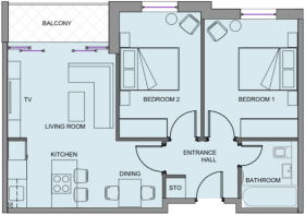 2 bed