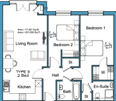 2 bed