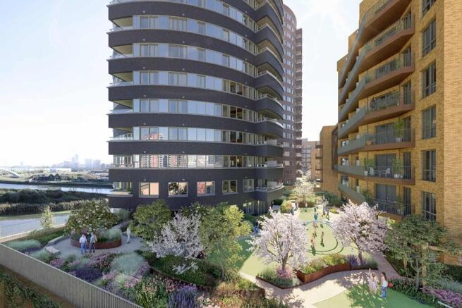 Enjoy a calm retreat from the city at Rivermark's podium gardens