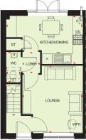 Ground floor plan of our 2 bed Roseberry home