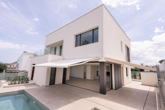View from the outdoor pool towards the house