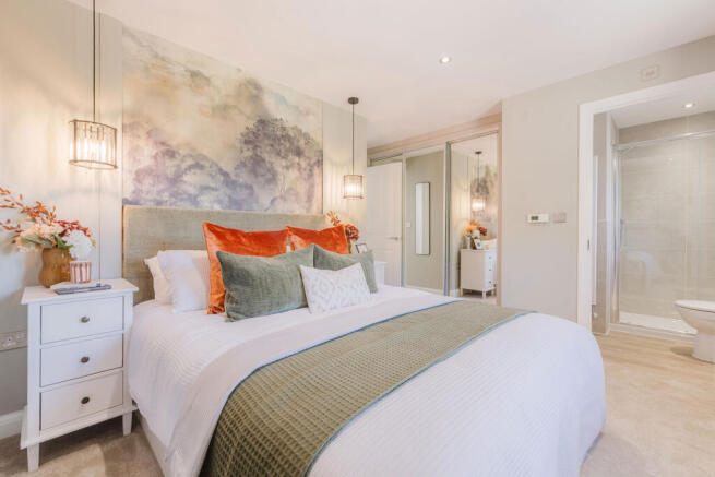 En suite main bedroom in the Hadley 3 bedroom home