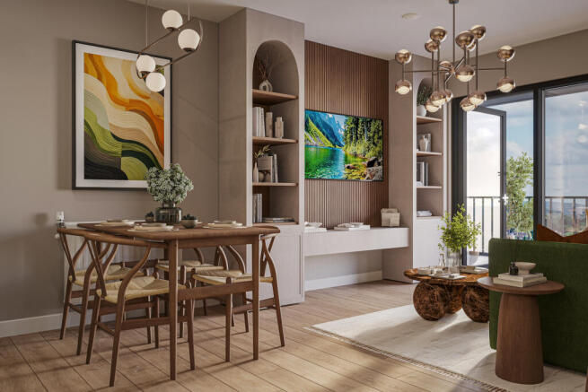 Dinning and Living Area CGI - Bradbury Apartments