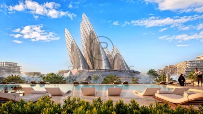 A futuristic architectural complex with tall, slee