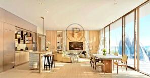 A modern, open-plan living and dining area with la