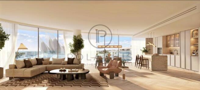 A spacious, modern living and dining area with lar