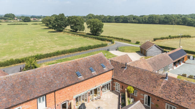 Aerial shot taken from behind The Hay Bay