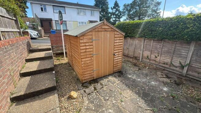 Front Garden and Locked Shed