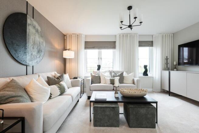 Open plan lounge with plenty of space for two sofas