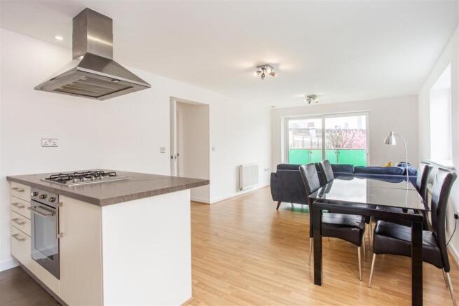 Open plan kitchen to reception