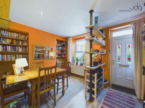 Front Reception Room with Bespoke Shelving Divide