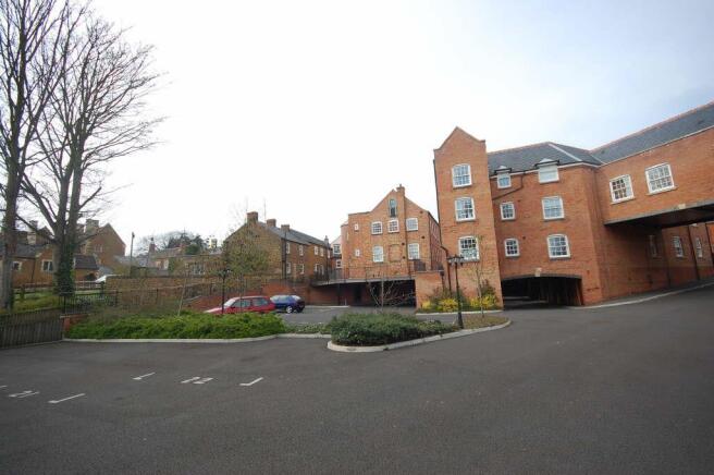 Rear of block and parking area