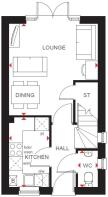 Ground floor floorplan. Wilford. 1 bed home.