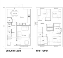 Three Bedroom Type 1 Floor plan