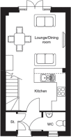 Taylor Wimpey - The Belford - 2 bedroom - ground level floor plan