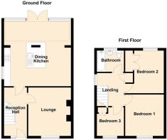 2D Floor Plan 9 Maes Mawr, Llanrwst - all floors (
