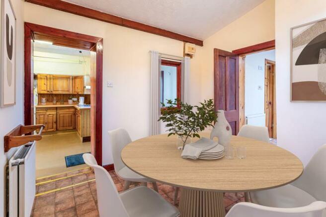 Digitally staged photo of dining area