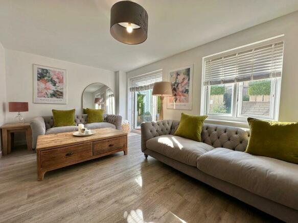 Living room with French doors to garden