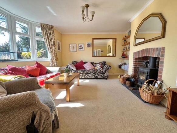 Living room with log burner