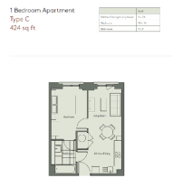 1 bed type C layout