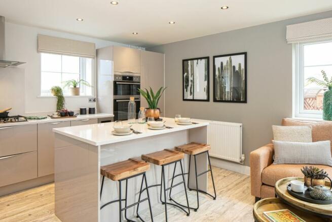 Inside view of the open plan kitchen. Alderney. 4 bed home.