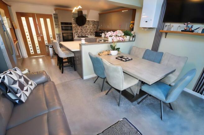 Kitchen with family living area