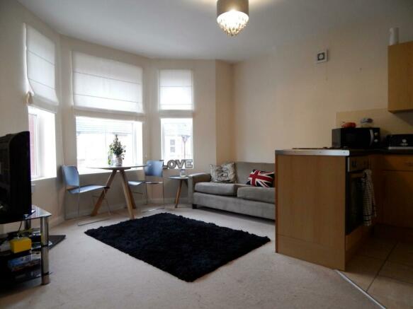 Open plan living room/kitchen