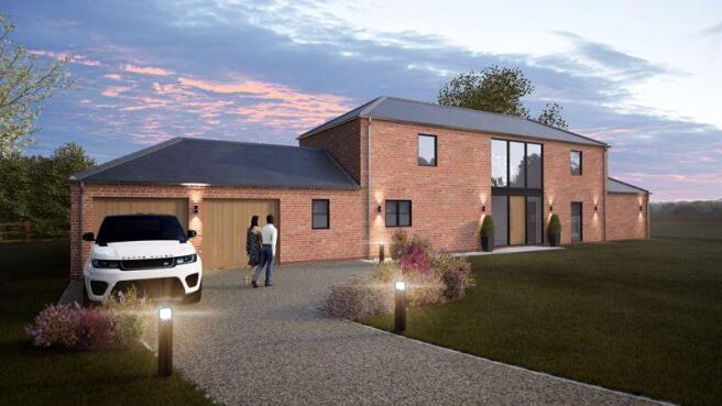 Front with driveway CGI