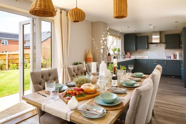 French doors adjacent by the dining area makes for easy al fresco dining