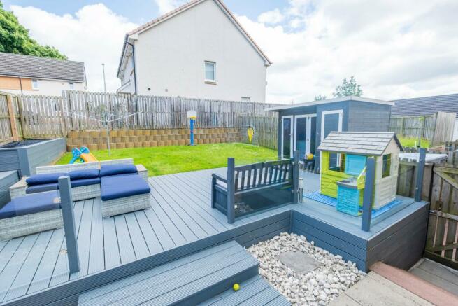 Rear Garden, Decked Area And Cabin