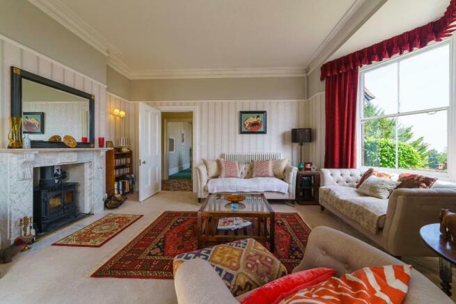 Grand sitting room, bay window & views