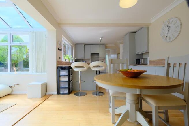 Kitchen, dining area and conservatory