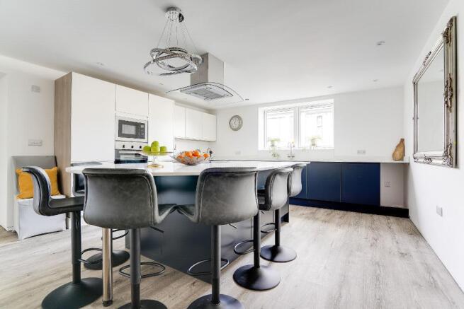 Large white granite island