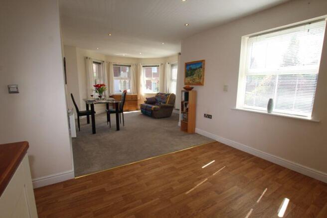 Kitchen open to living dining area