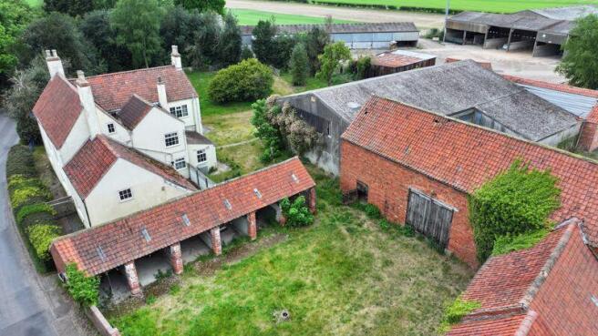Overhead barns + farmhouse