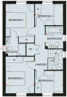 First floor plan of the Ingleby 4 bedroom home at Treledan