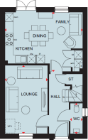 Ground floor plan of the Ingleby 4 bedroom home at Foundry Lea