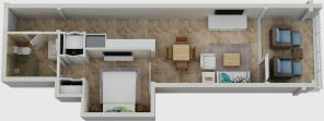 3D Floor Plan - 1BR