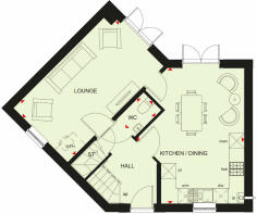 Ground floor plan of our 3 bed Lutterworth home