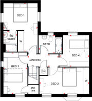 First floor floorplan of the 4 bedroom Moss