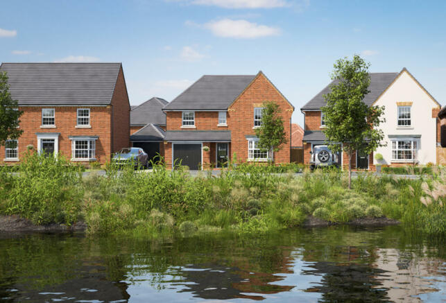 CGI view of The Catkins homes across the pool